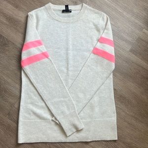 Aqua cashmere sweater with pink accents